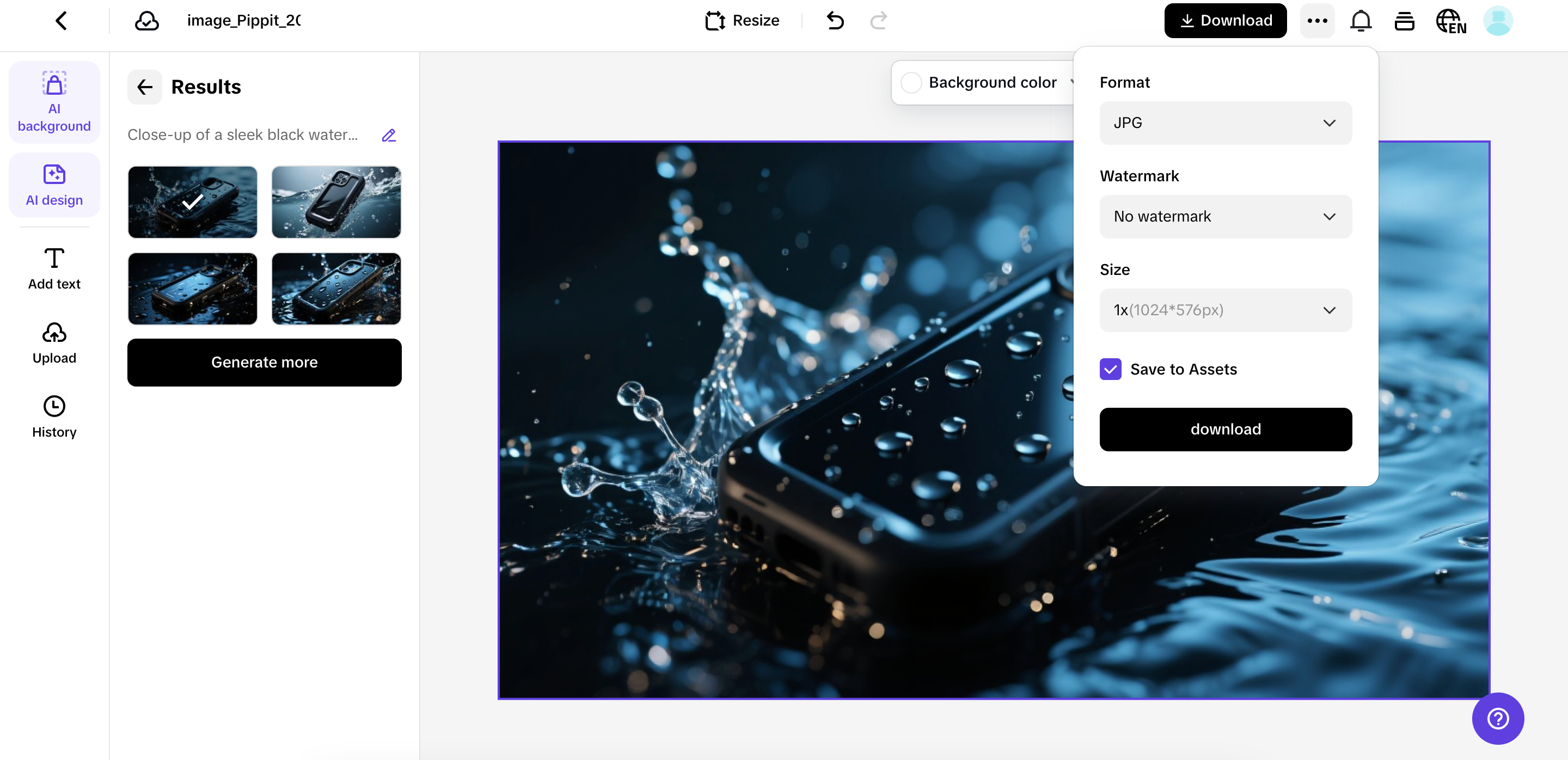 Choose, customize and download