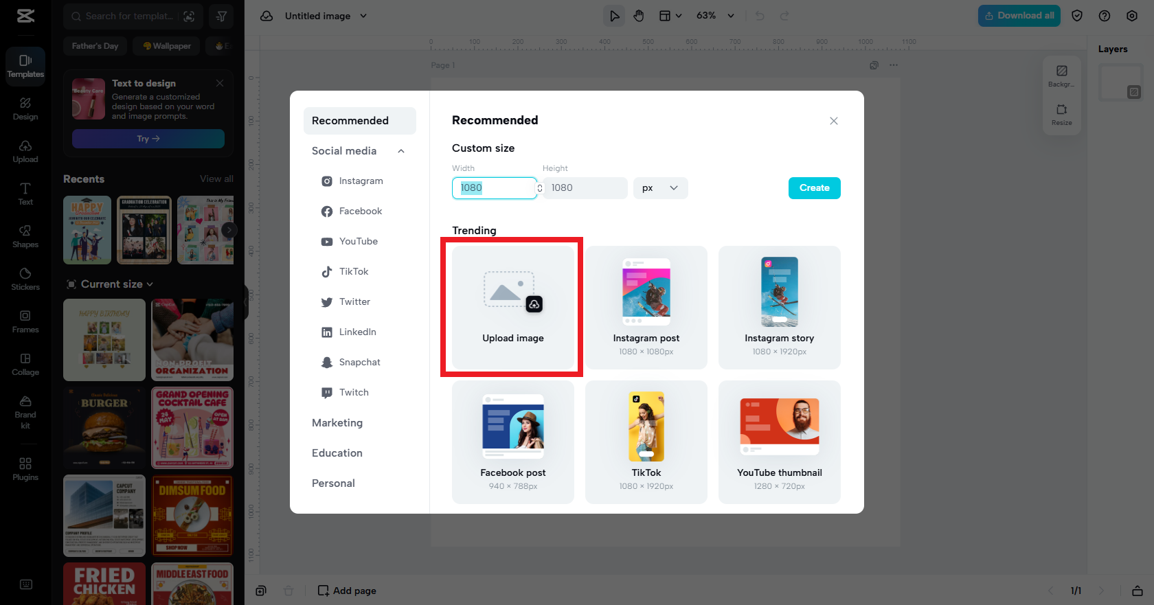Upload your poster for editing