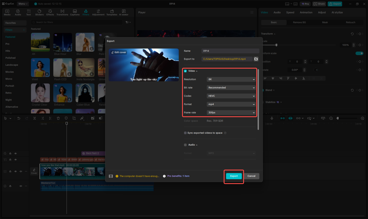 Videó exportálása kiváló minőségben