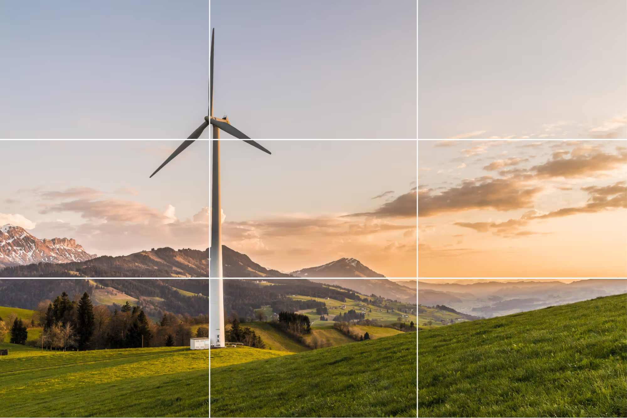 Wind turbine and rolling hills