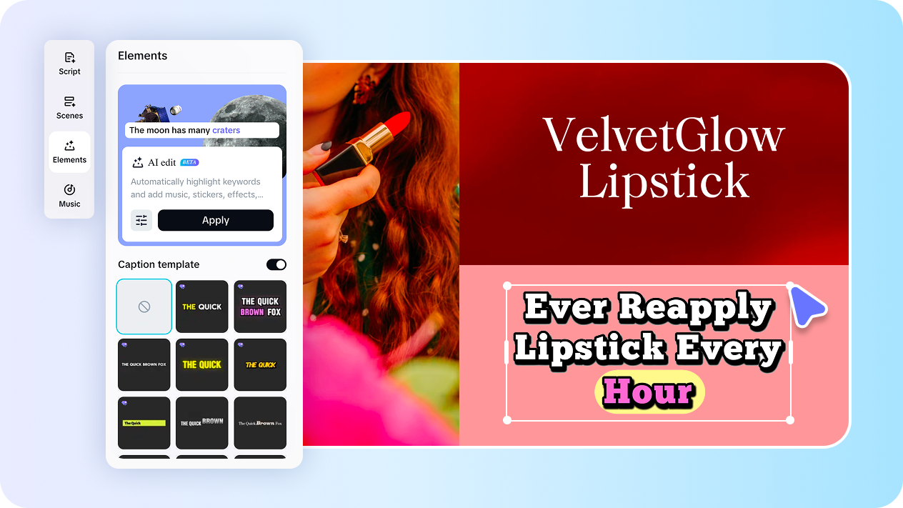 Subtitle styling in CapCut's PowerPoint to video converter