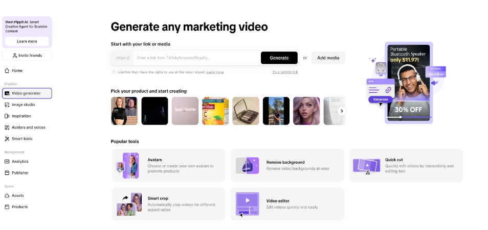 The link to video generator