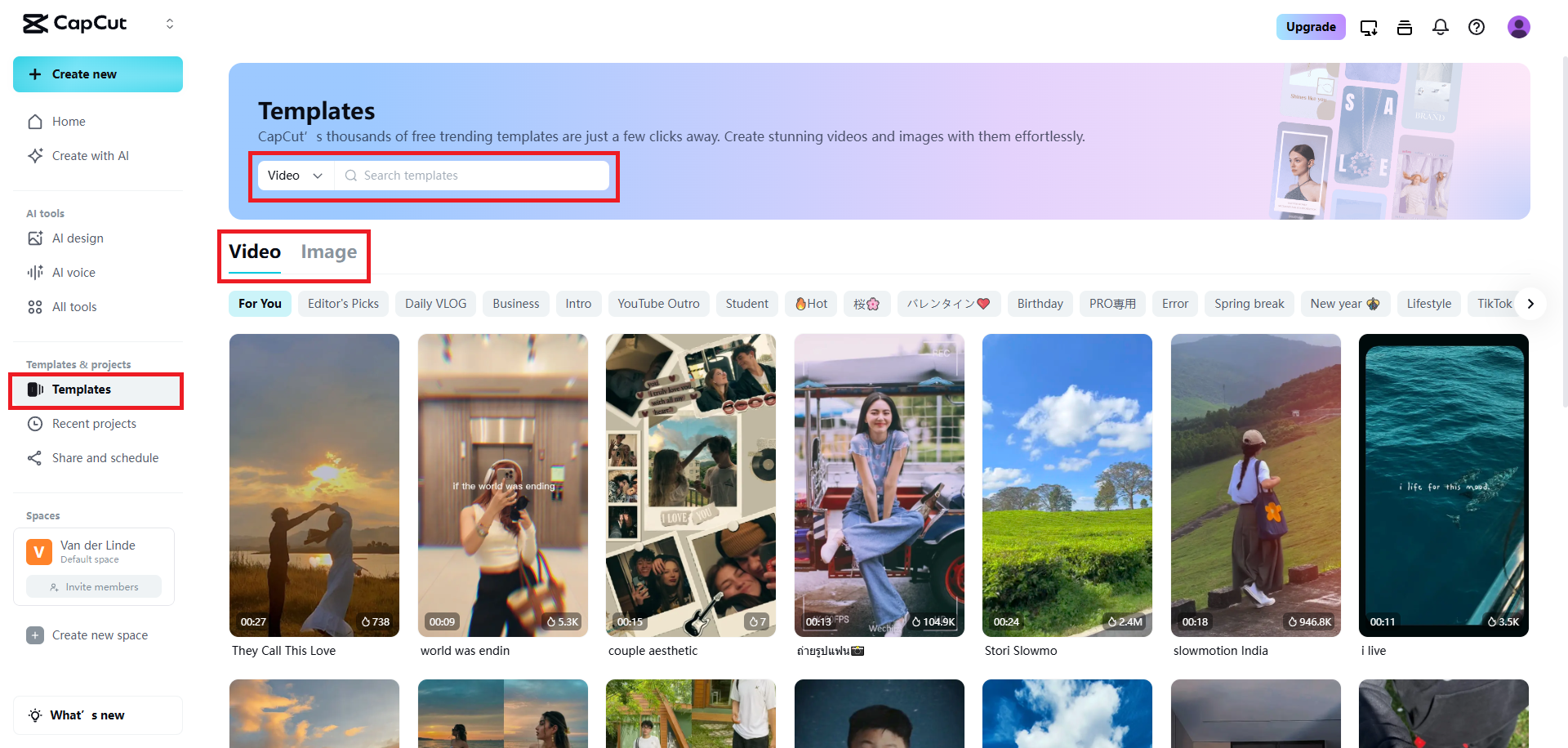 Choose the templates option