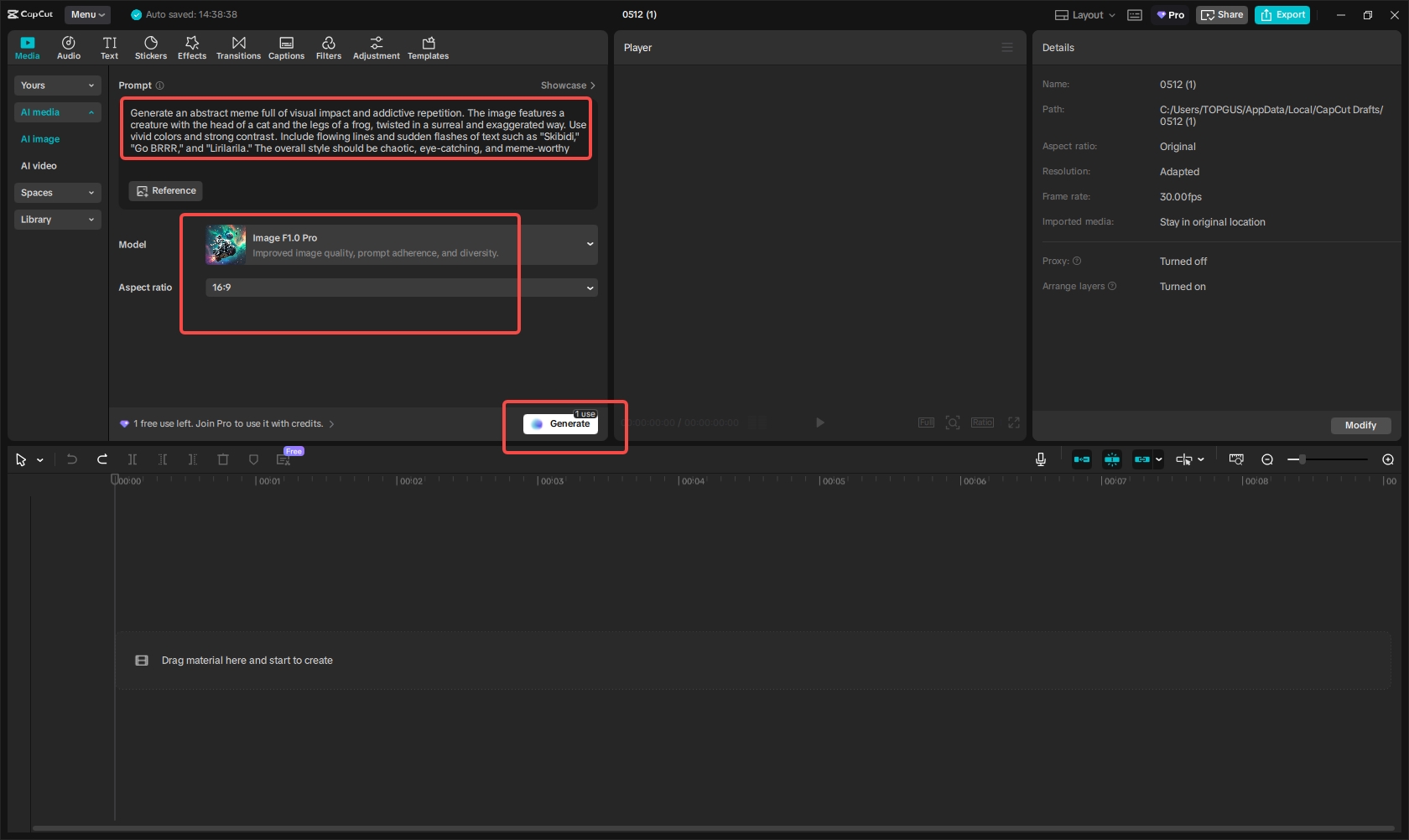 Input the image prompt into the AI image feature