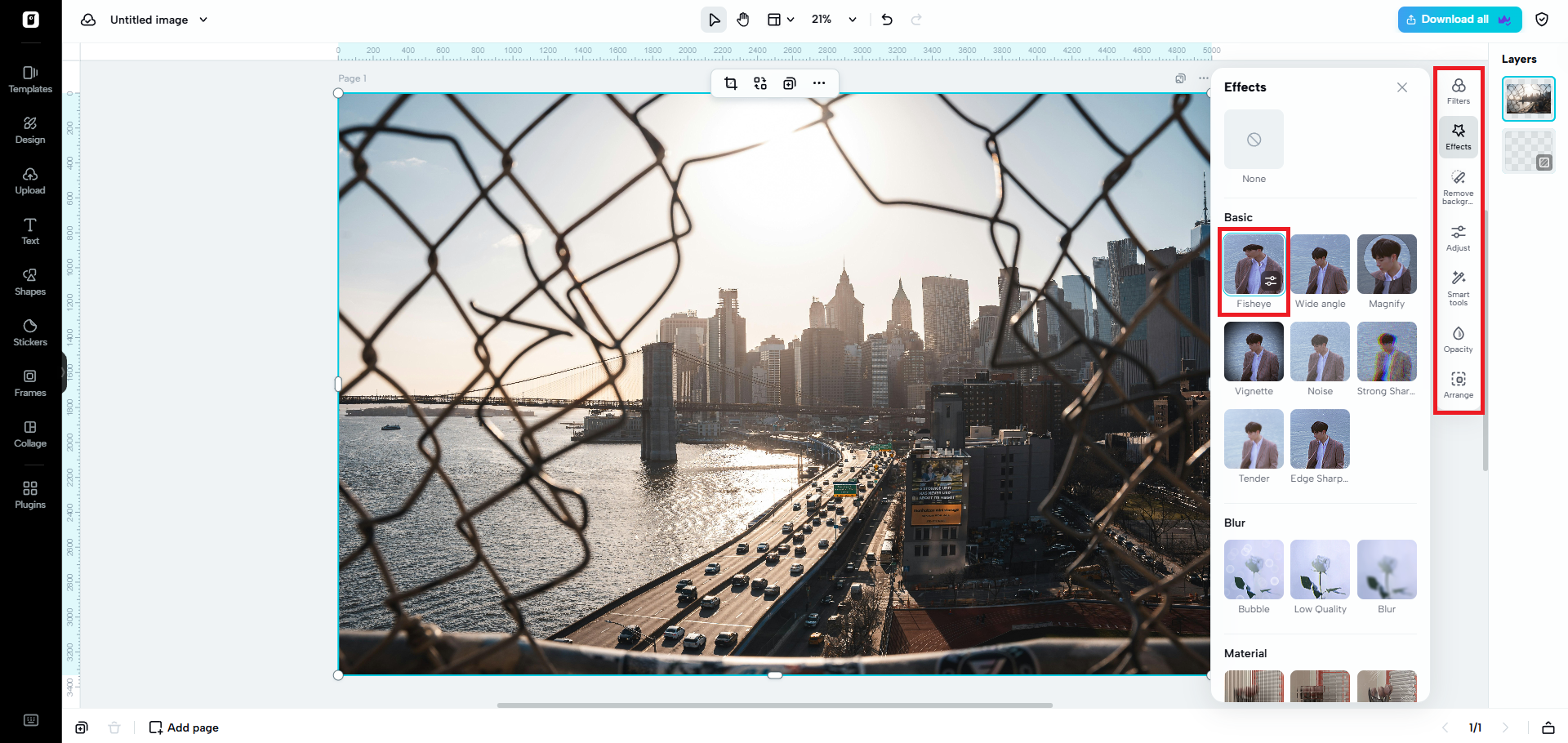 Appliquer l'effet de lentille fisheye