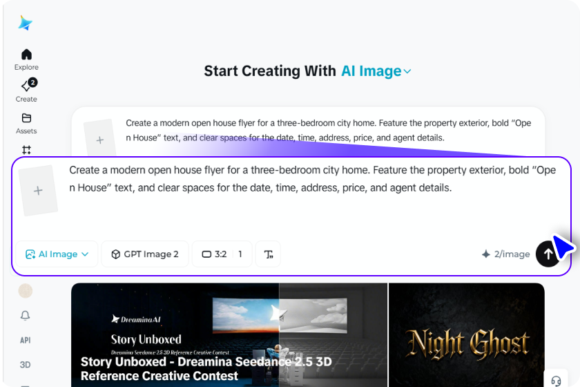 Add property details and write your flyer prompt