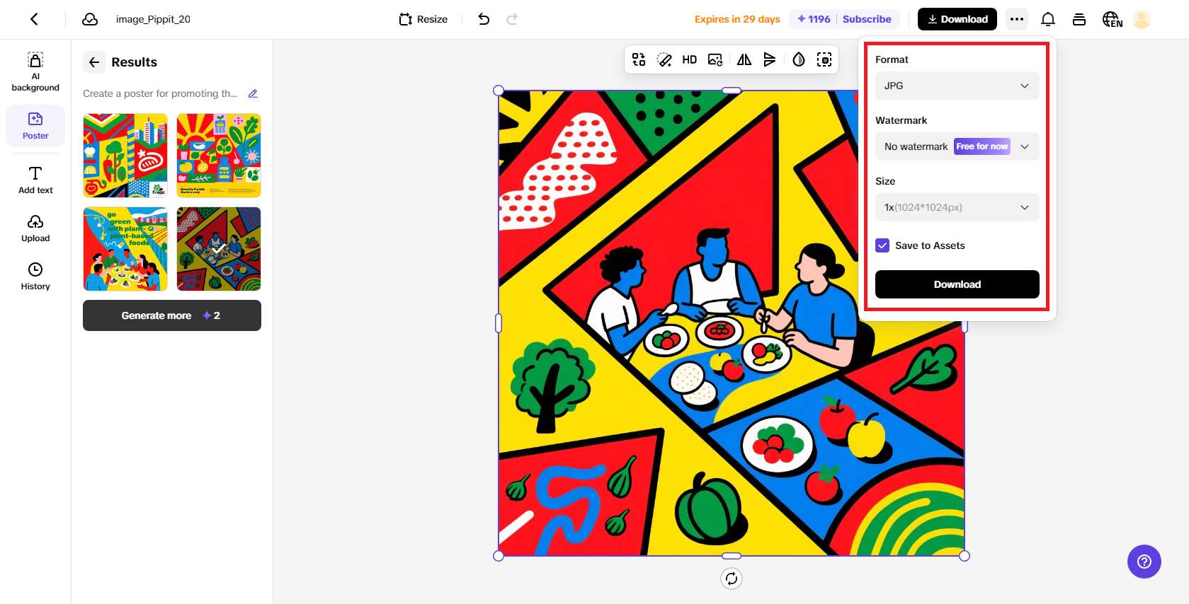 Export your finalized poster