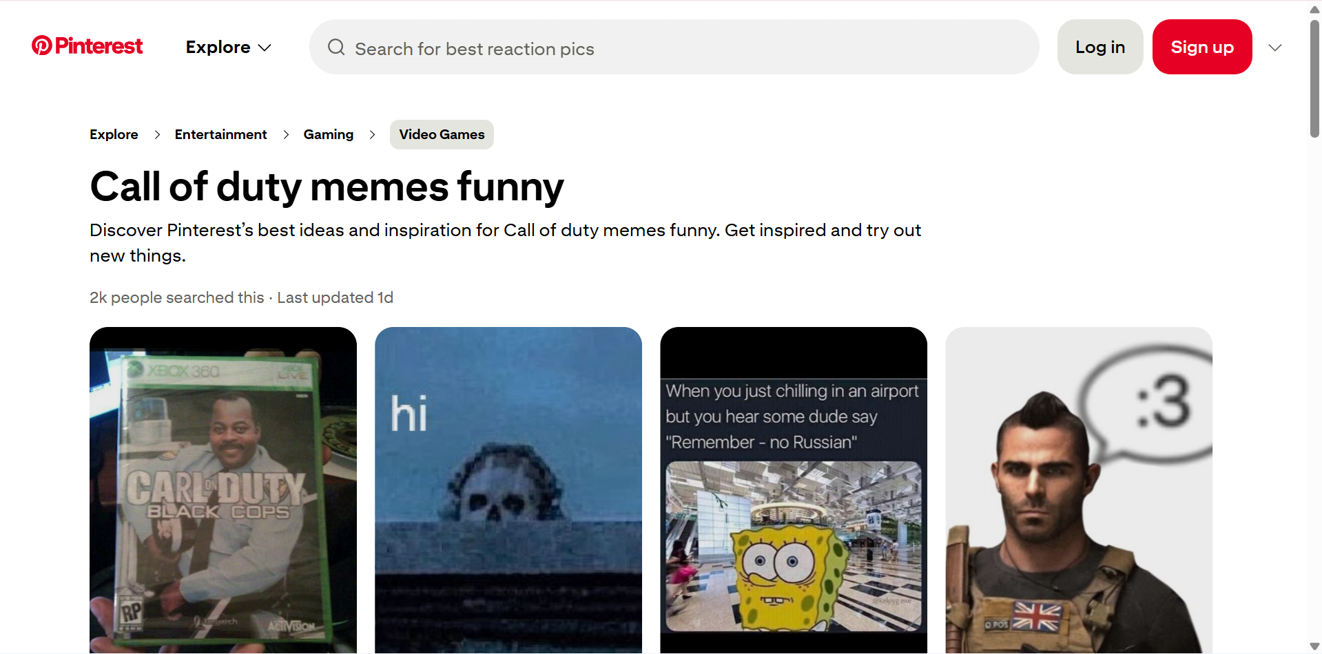 Pinterest - a well-known tool to find Call of Duty memes