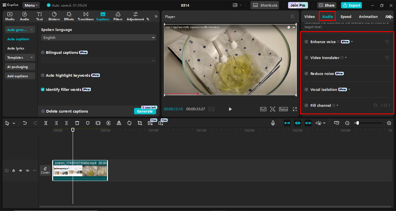 Editing screen recorded video in CapCut desktop video editor