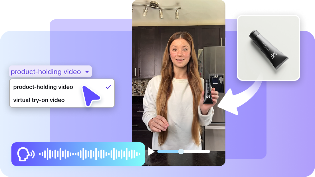 AI genenarated model holding product for advertisement