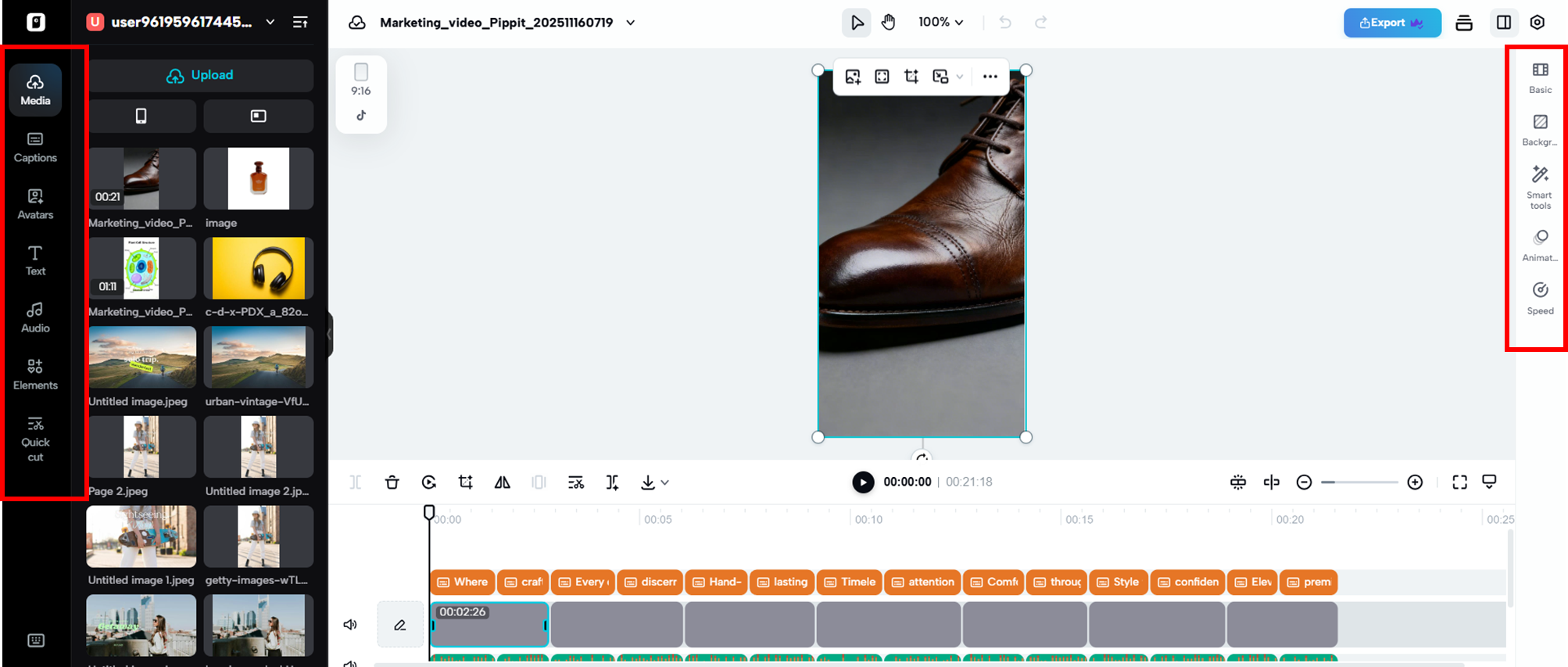 Edição rápida e exportação de vídeo