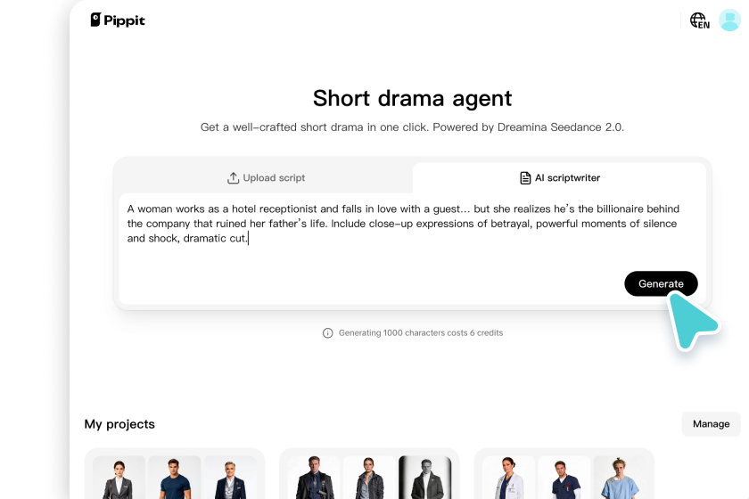 Passaggio 1: Accedi all'agente di cortometraggi drammatici