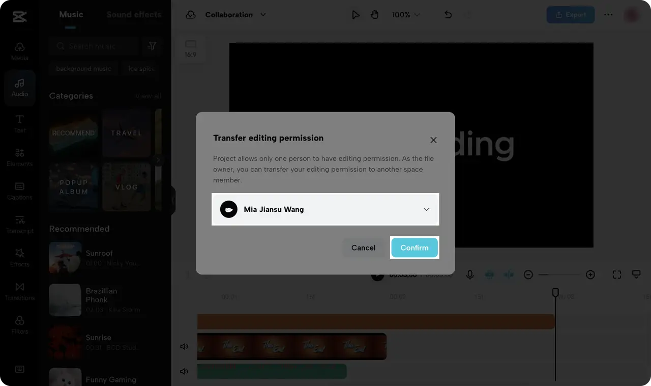 Choose the member from dropdown and confirm