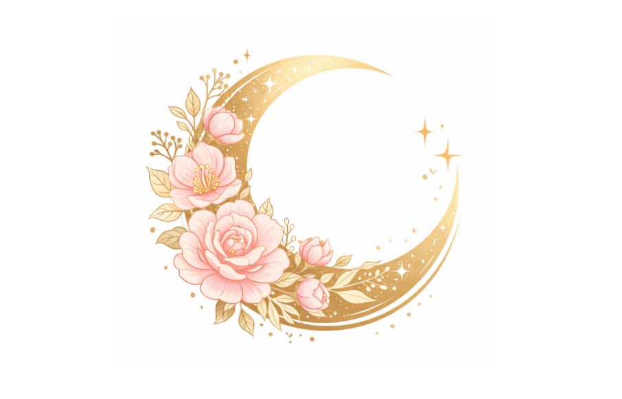 Floral Moon Crest logo design