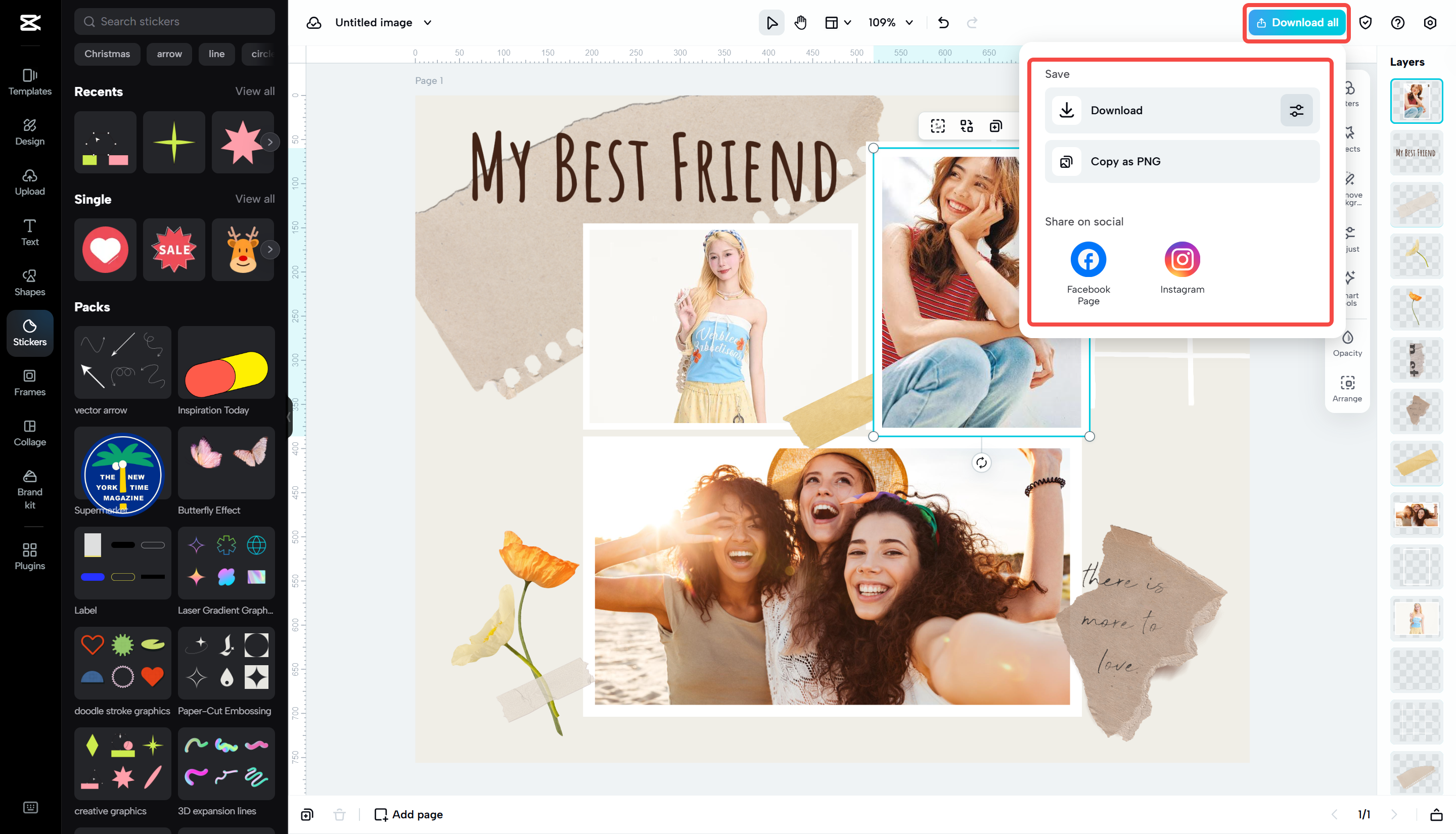 Descargando el collage de fotos desde CapCut Web