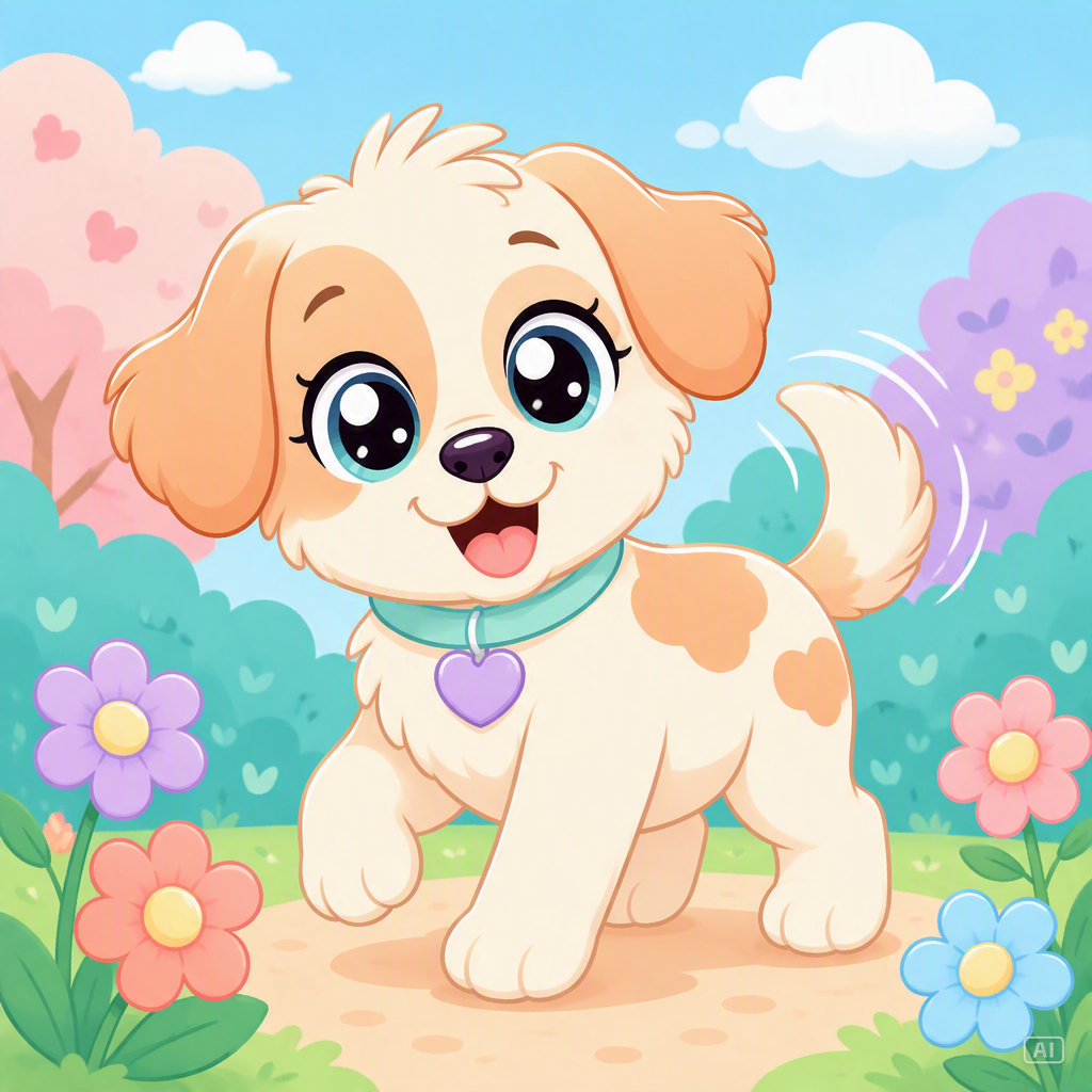 Dog poster cartoon puppy image generated by Pippit