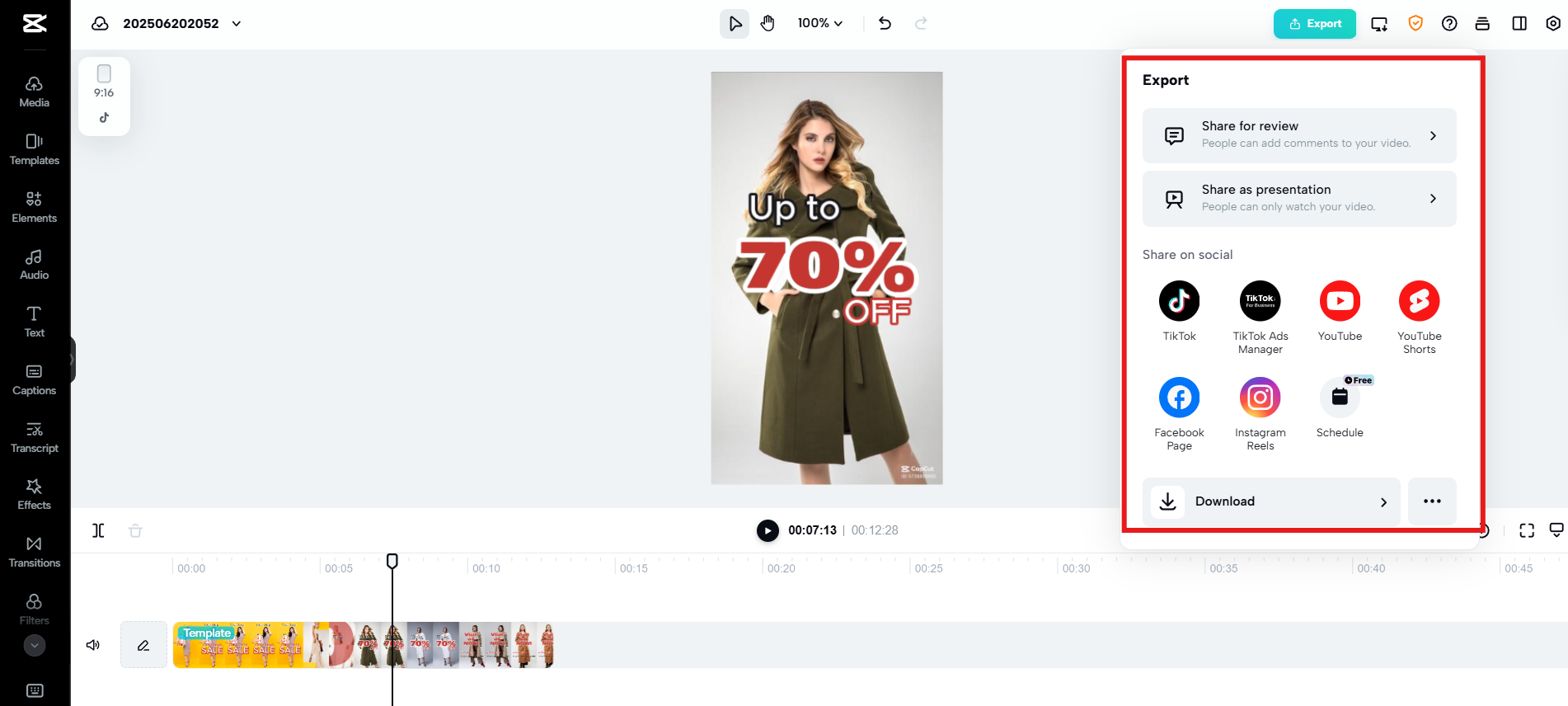 Export and share