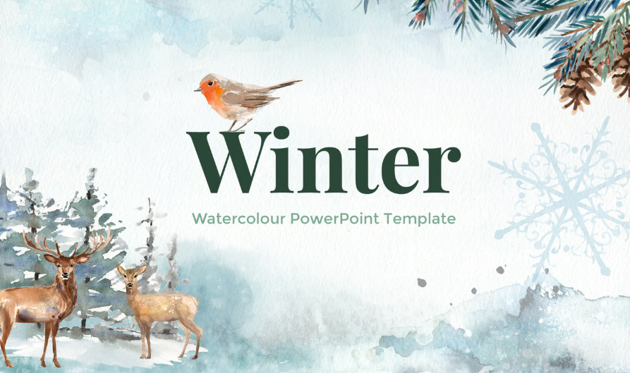 Watercolor Christmas slide template