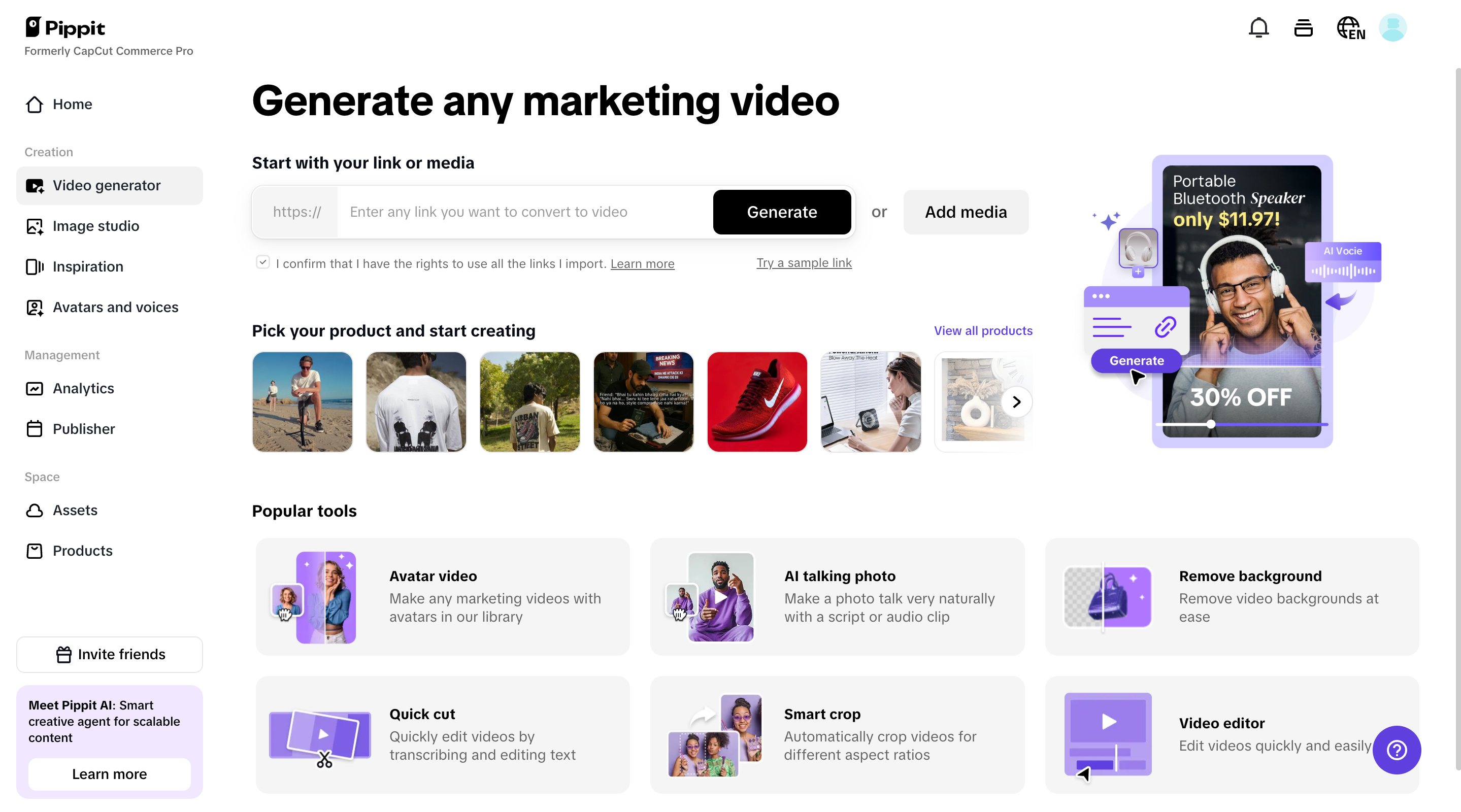 Enter product link or media