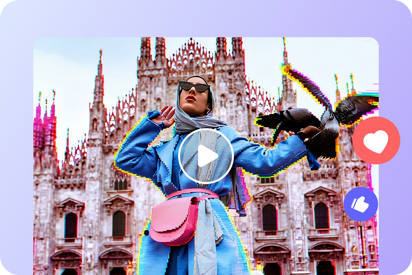 Glitchy social media reel