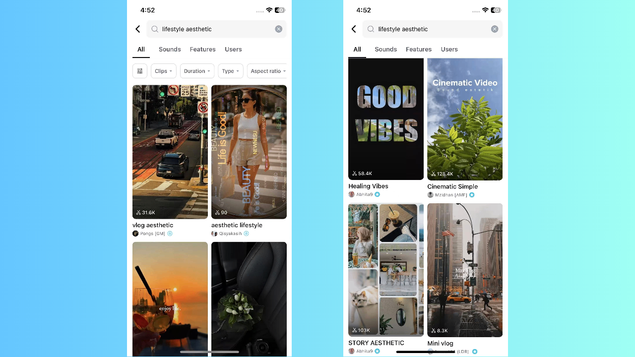 Lifestyle aesthetic template