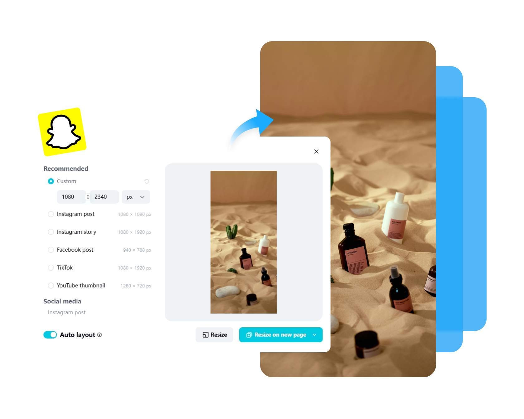 تغيير حجم الصور لـ Snapchat