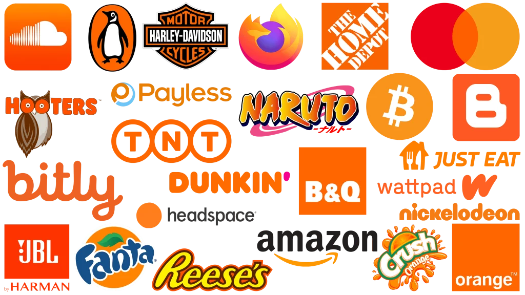 Orange color logos of brands