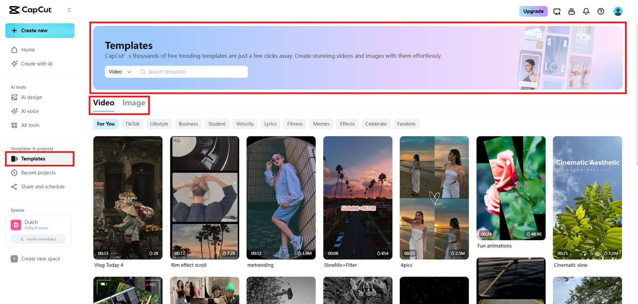 Pilih pilihan templat