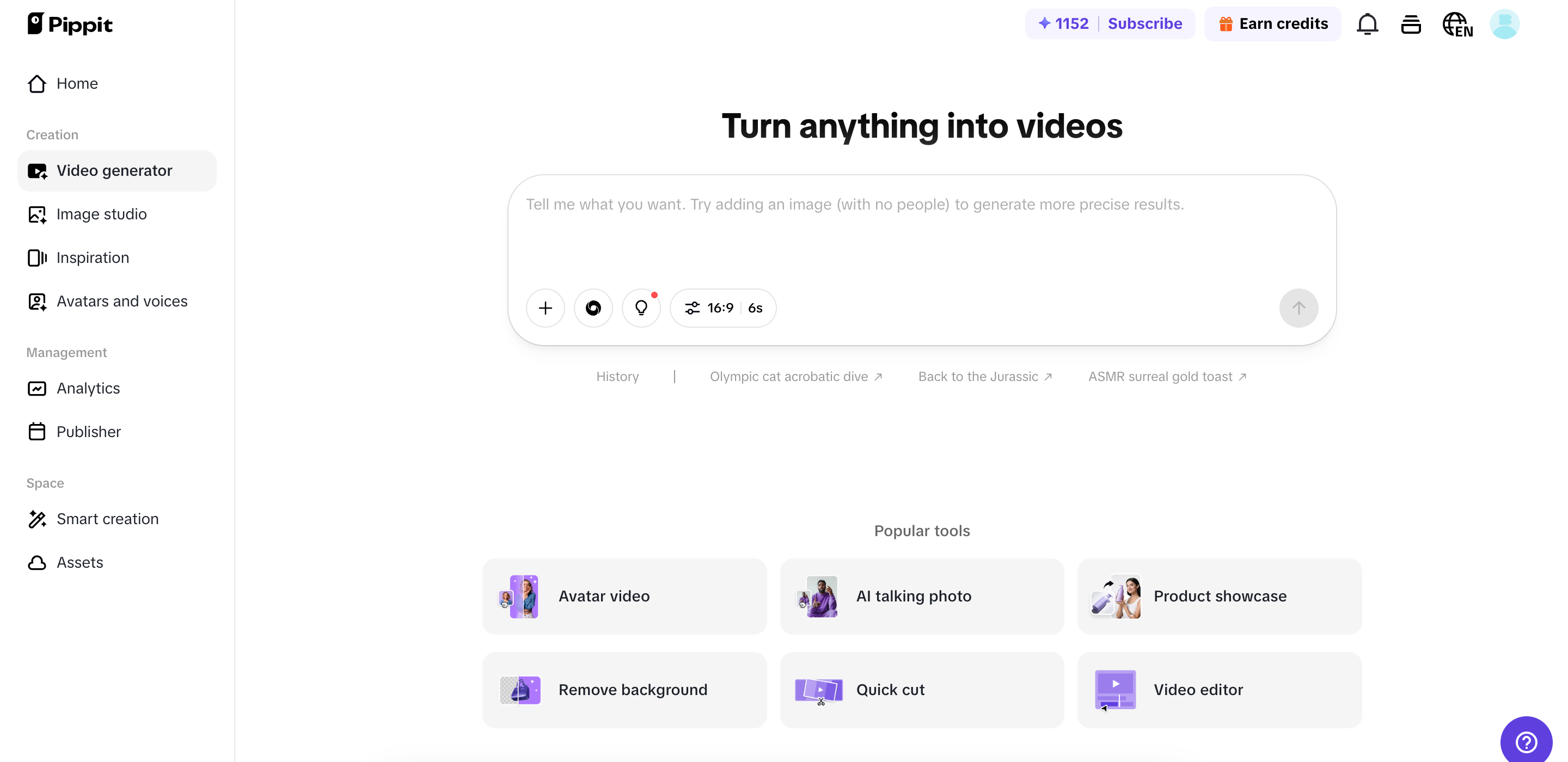 Access the AI video generator