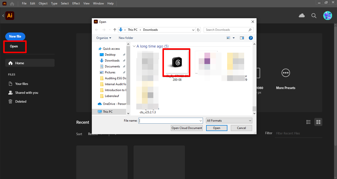 Uploading picture to Illustrator