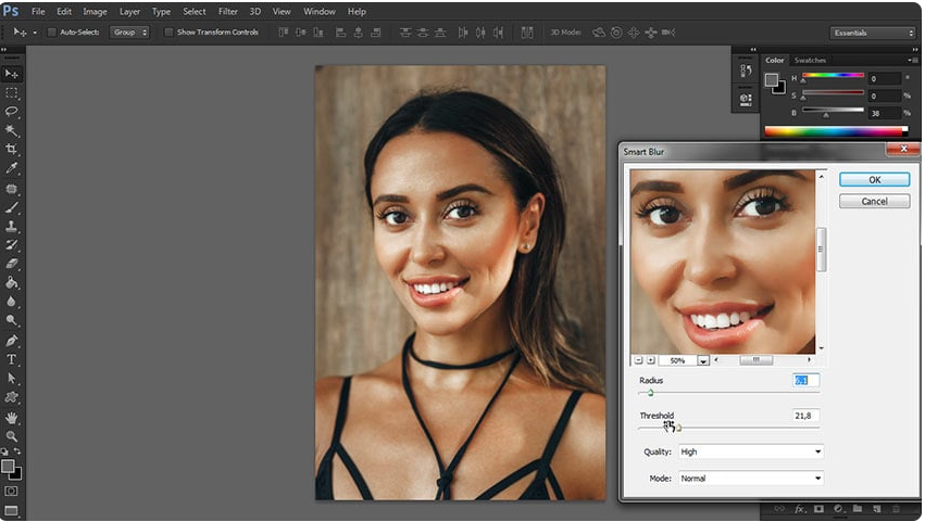 Applying a filter to a photo in Photoshop