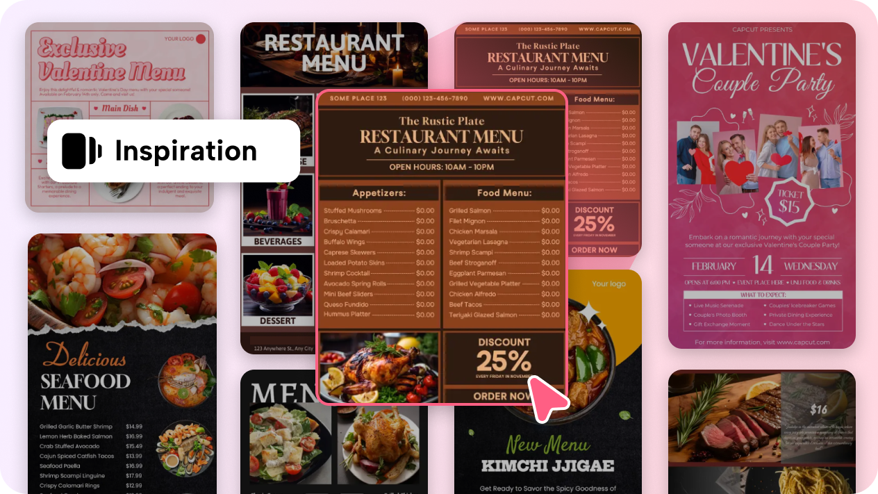Ready-made restaurant menu templates to match unique styles