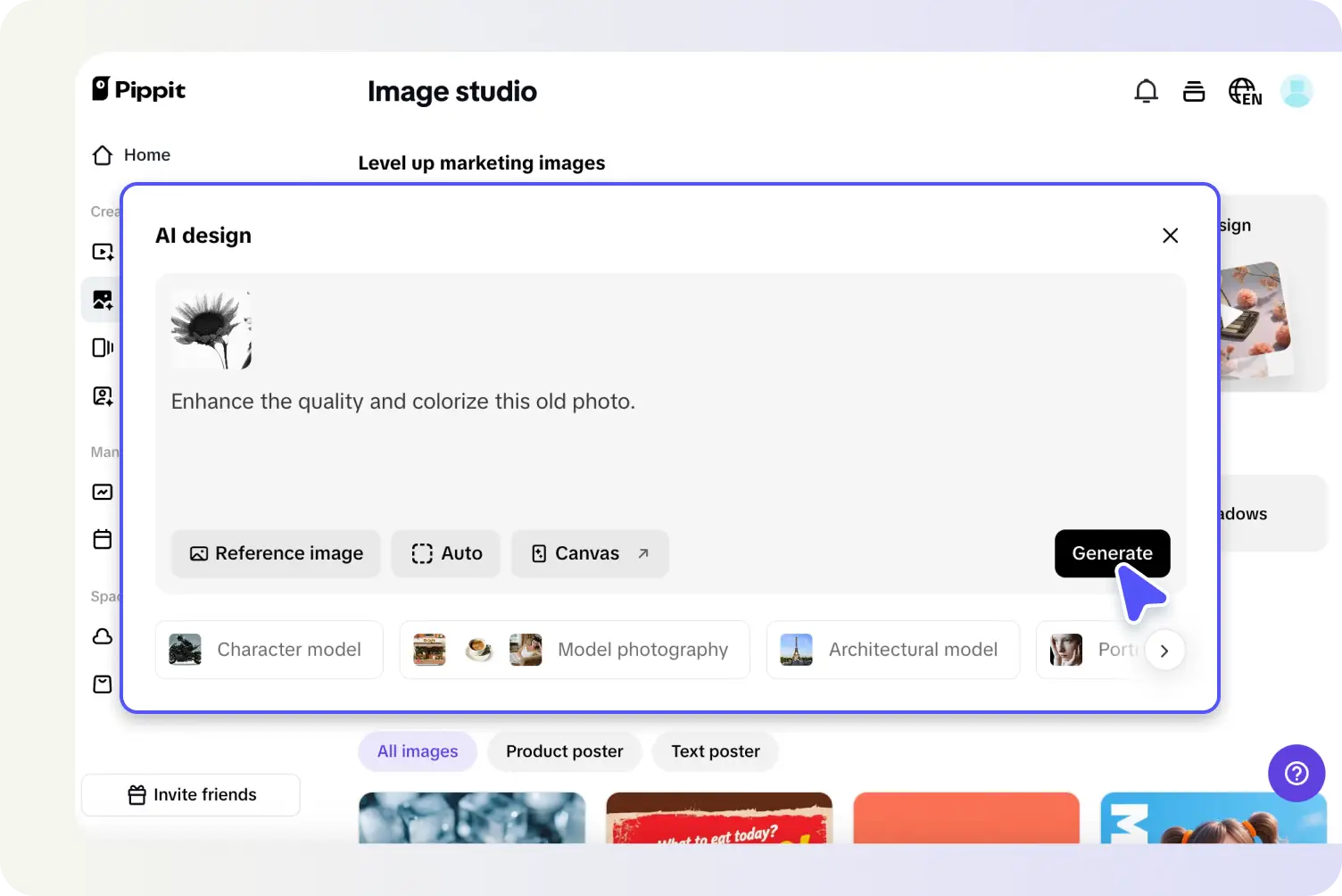 Add your prompt and upload a reference photo