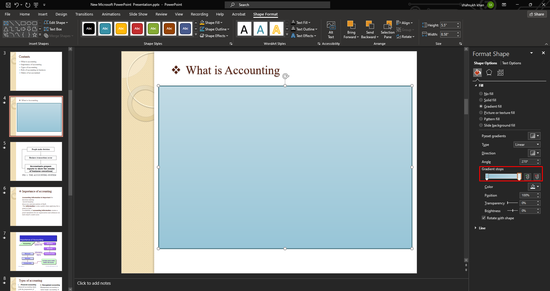 Degrade duraklarını ayarla