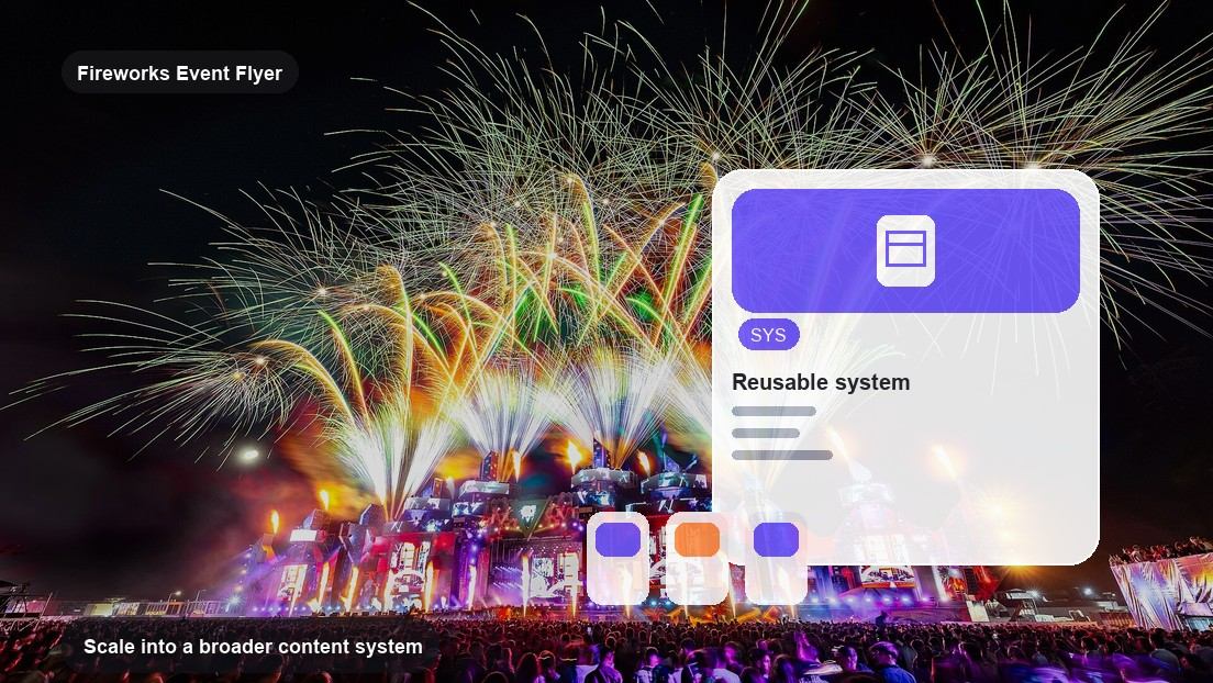 Fireworks Event Flyer Maker realistic image for scale into a broader content system