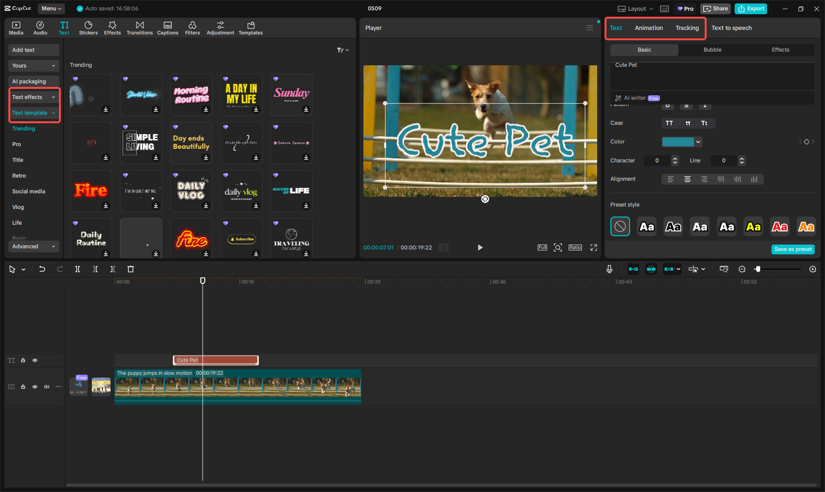 Customize text in the video