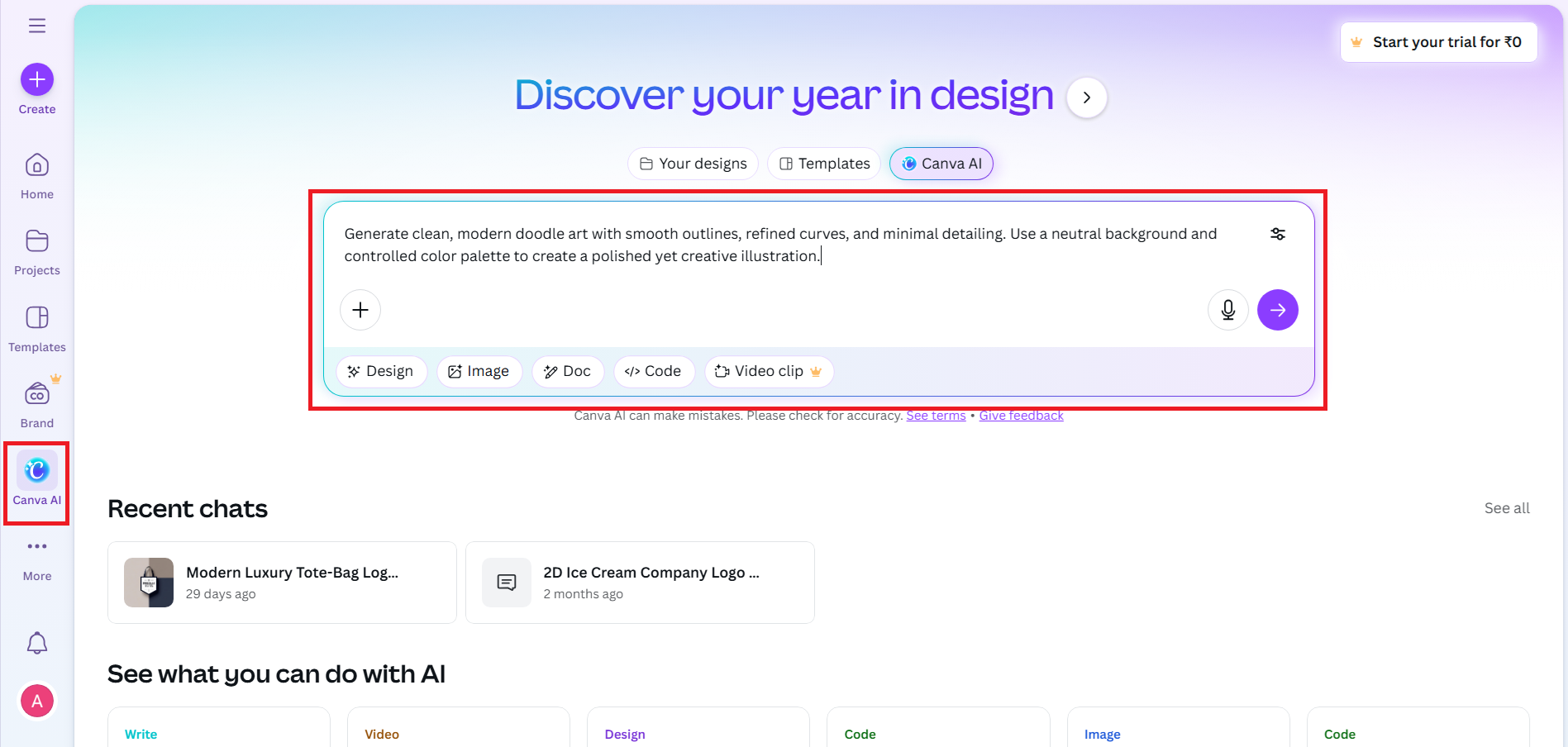 Generate doodle art with Canva AI
