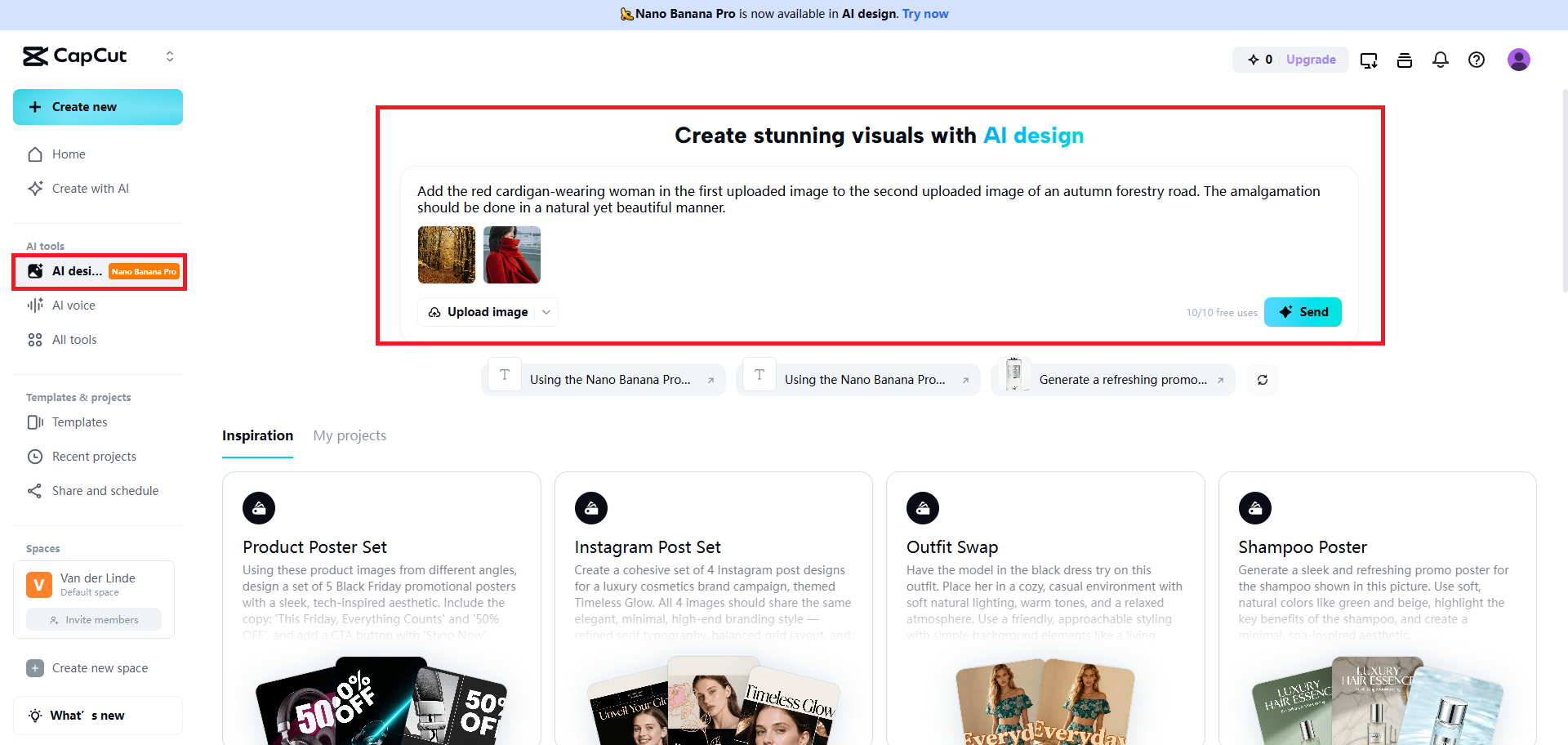 Enter your prompt after uploading images