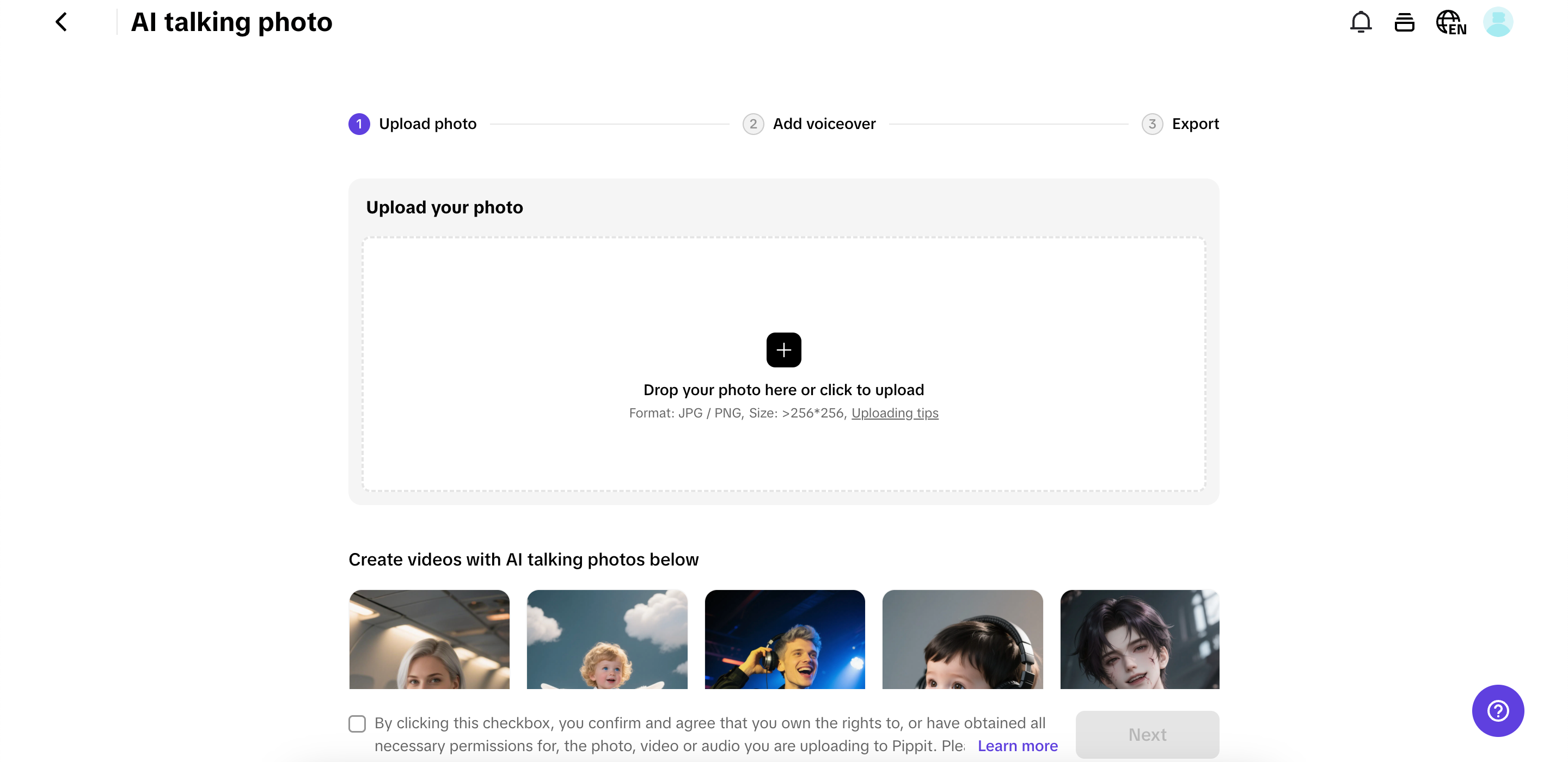 AI talking photo feature