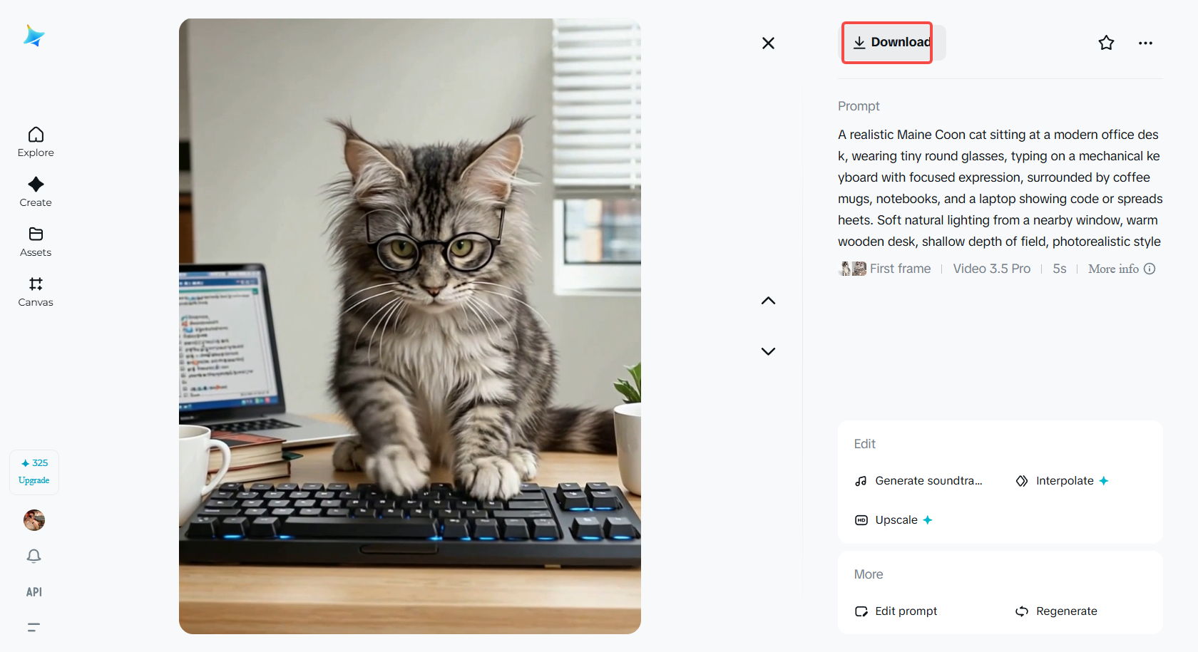 Download the AI animal video