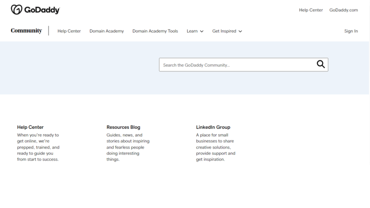 GoDaddy community page