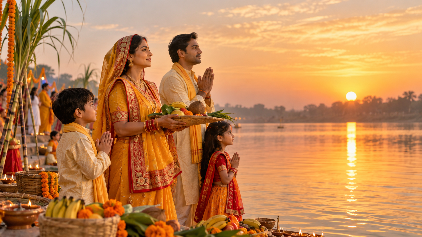 Close-Up Chhath Puja Outfit Prompts Exemplo de variação para chhath puja outfit prompts