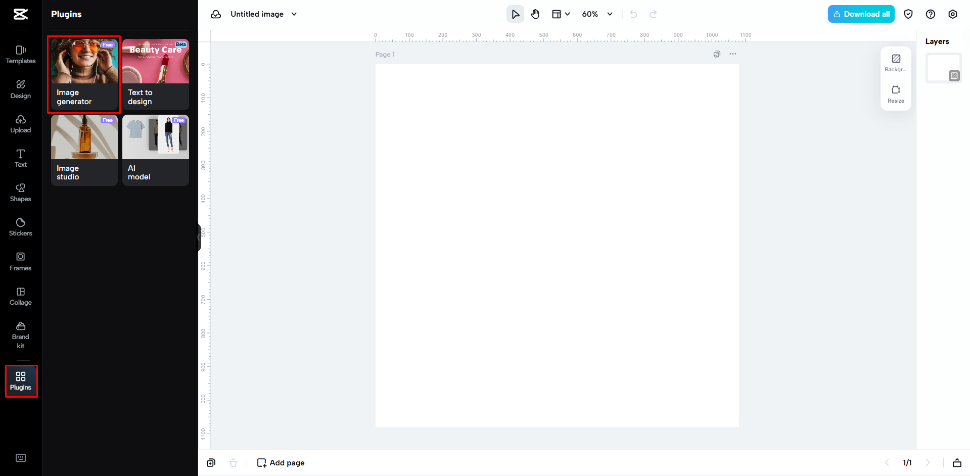 Accessing the image generator in CapCut Web