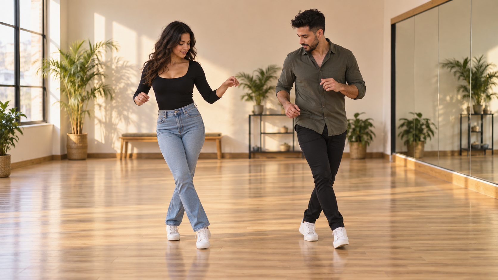 Bachata video prompt image — Turn and footwork detail