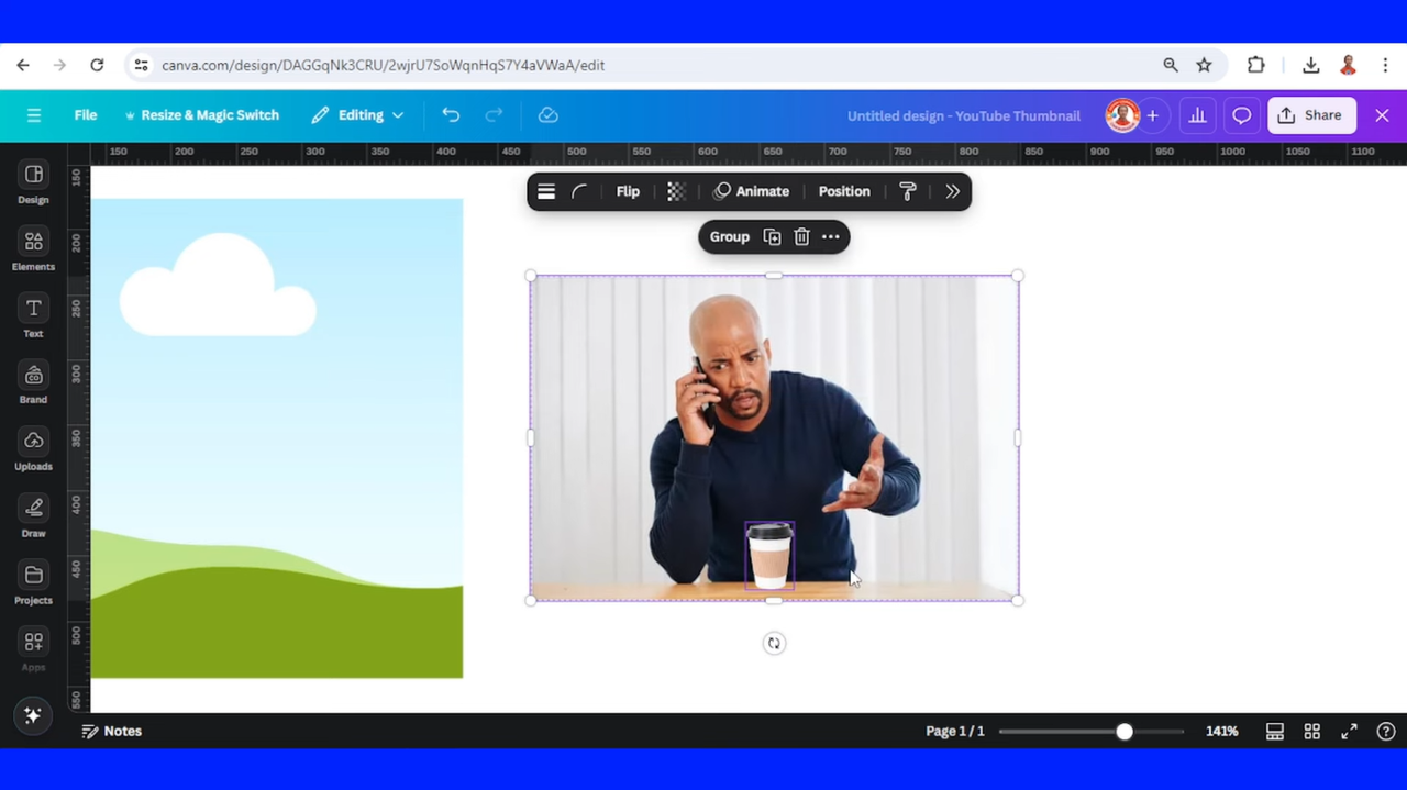 Interface of Canva - a popular online tool to stitch two images together