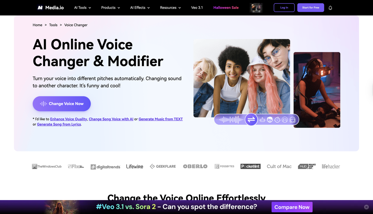 Interfaz de Media.io