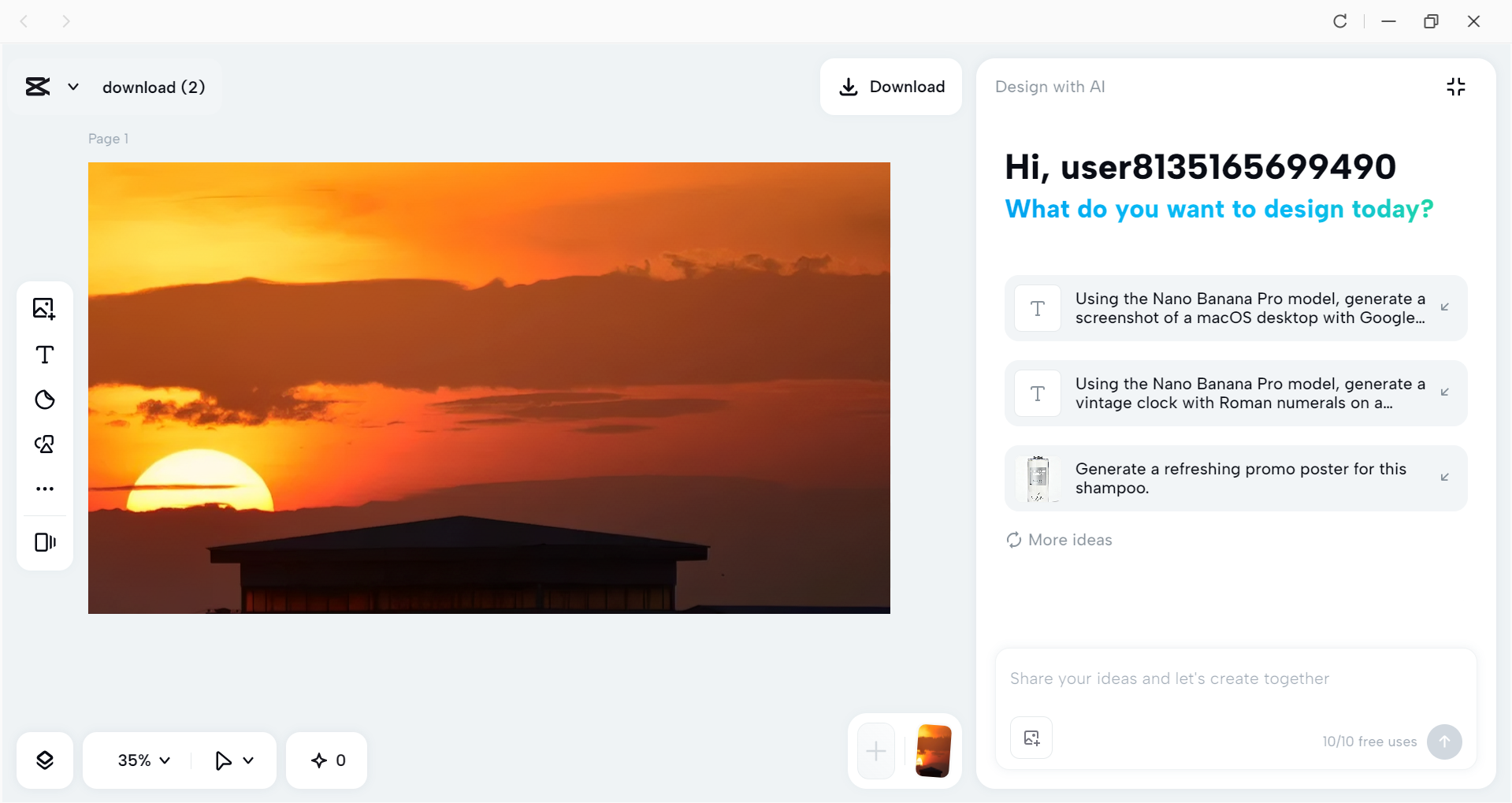 Interface of the CapCut desktop video editor - the best tool to enhance golden hour pictures