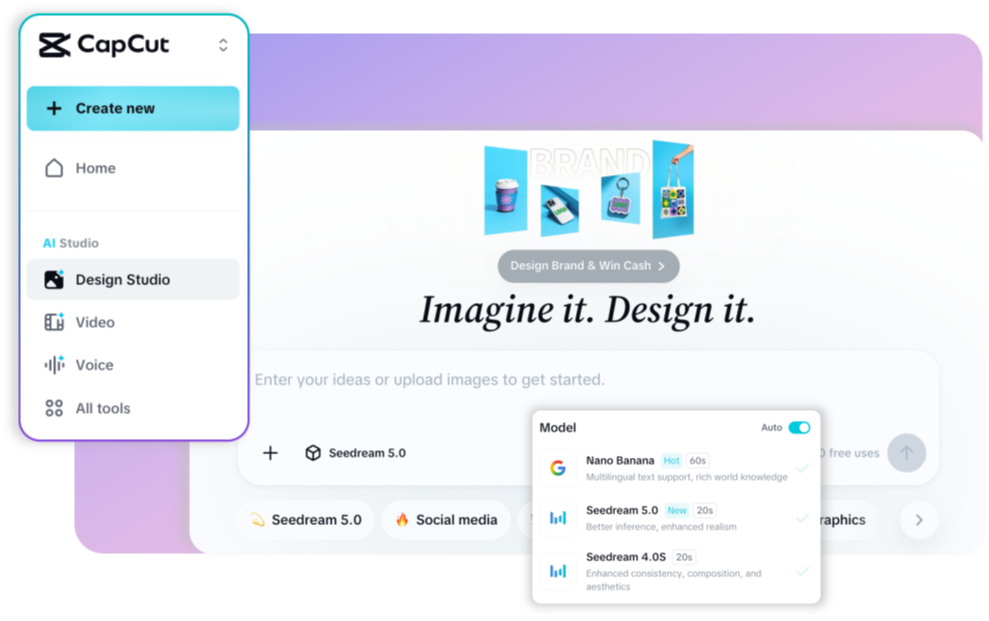 開啟Design Studio並輸入您的提示