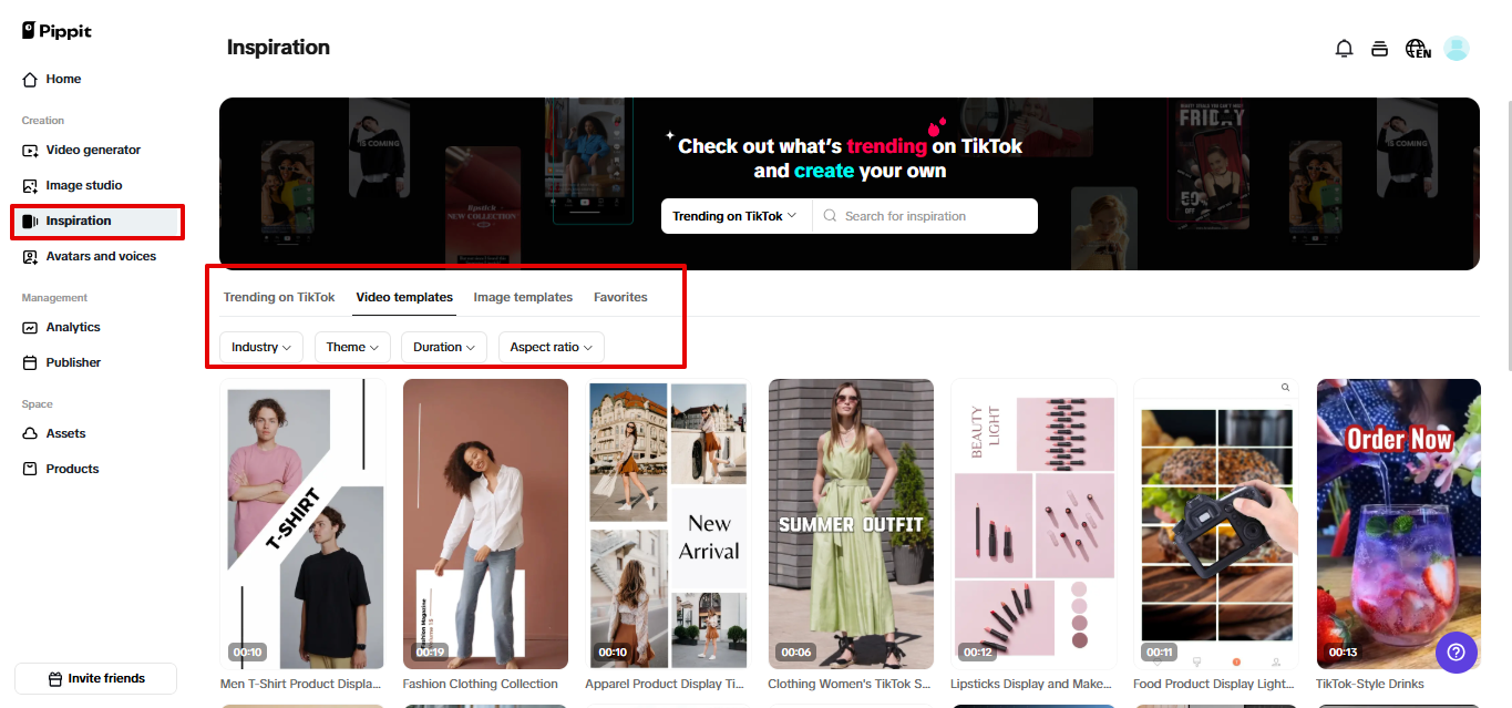 Pre-cleared assets in Pippit