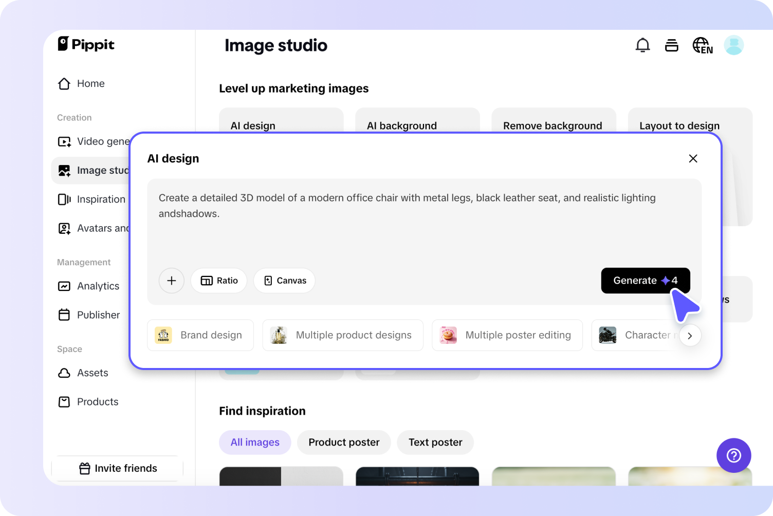 Gumagawa ng 3D model sa Pippit.